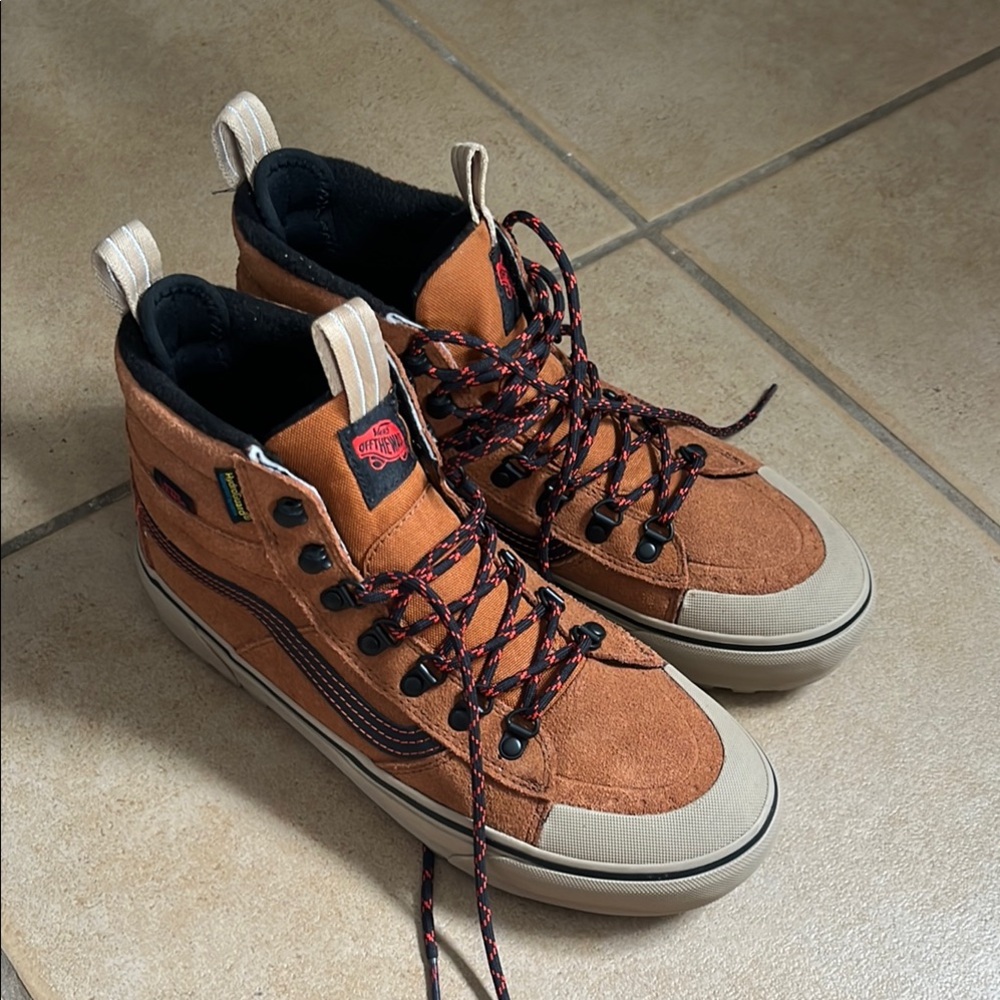 Vans Brown and Black High-Top Sneakers with Suede Upper